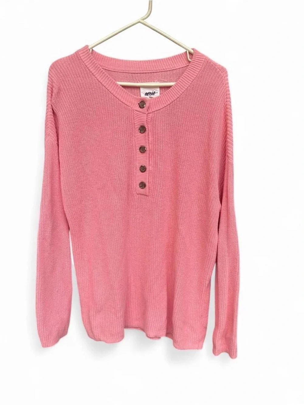 Aerie Pink Ribbed Sweater - Long Sleeve